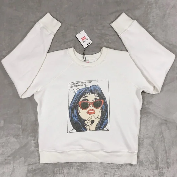 RE/DONE HANES Classic 100% Cotton Raglan Sweatshirt Pullover Top sz MEDIUM White - Picture 3 of 14